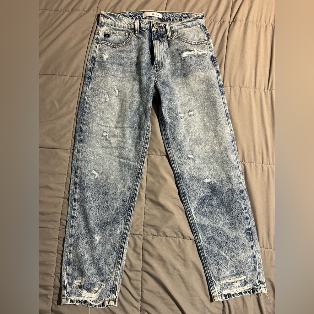 KanCan Women's Distressed Gray Boot Cut Jeans